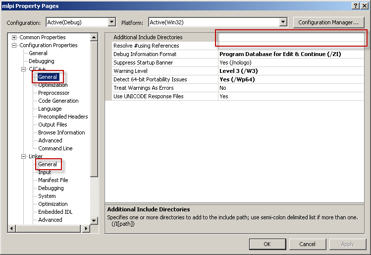 ms visual studio add include path