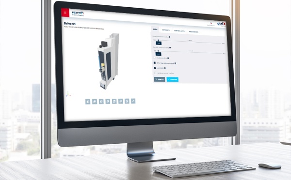 Bild eines Computer-Monitors, auf dem der ctrlX Configurator zu sehen ist
