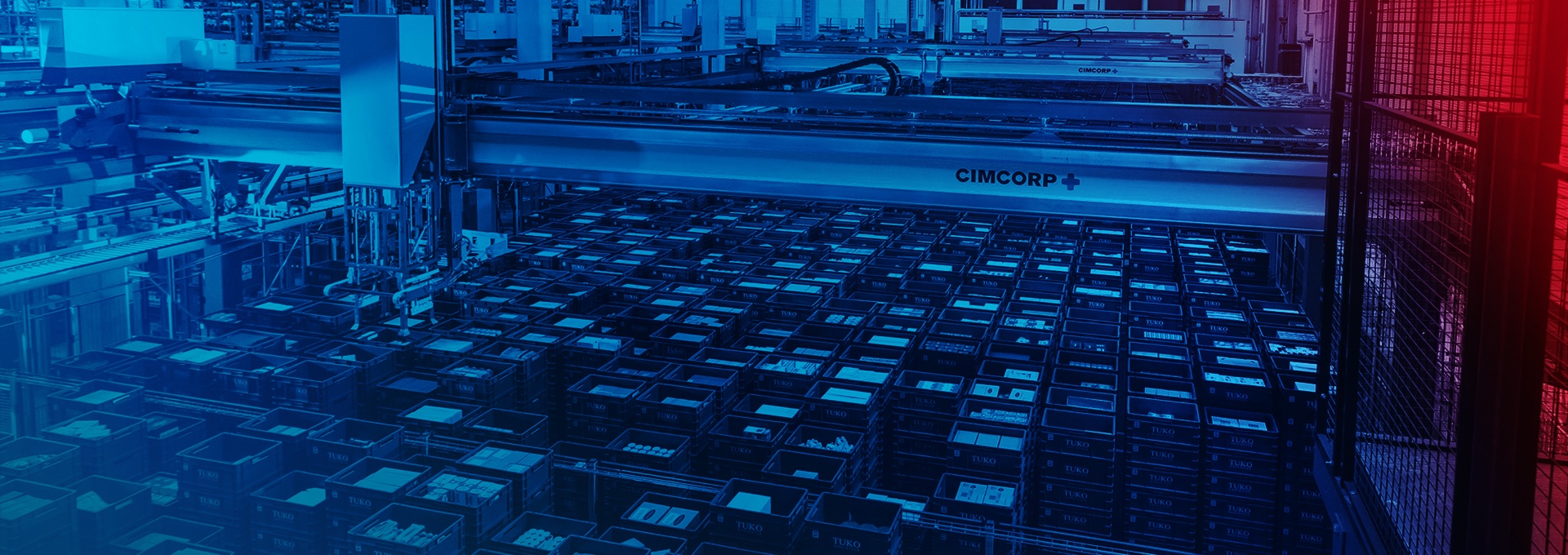 CIMCORP gantry robot sorts boxes in a warehouse