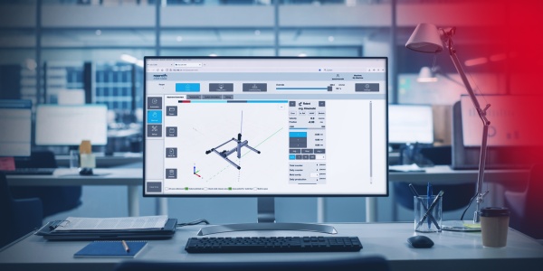 Shows Monitor with programming of modern HMI design. This is possible with WebIQ, the HMI and SCADA solution from Smart HMI.