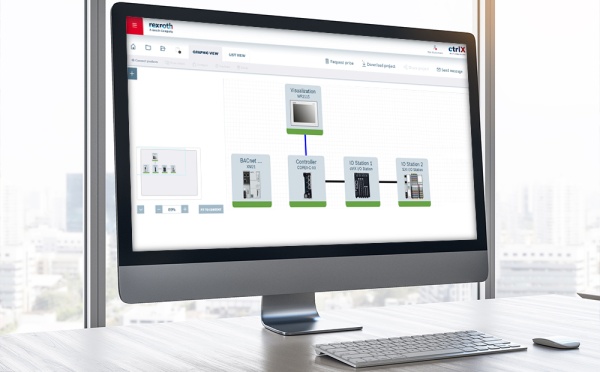 Bild eines Computer-Monitors, auf dem der ctrlX Configurator zu sehen ist