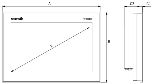 Rysunek wymiarowy ctrlX HMI Web-Panel WR