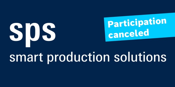 Logo Targów sps, z angielskim dopiskiem: participation canceled