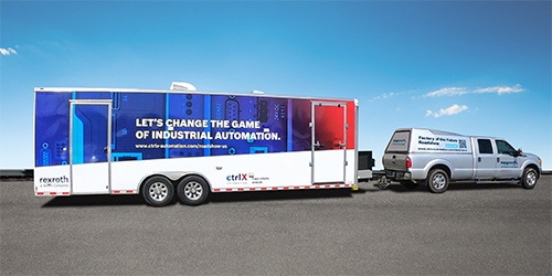Bosch Rexroth pickup truck with ctrlX AUTOMATION trailer