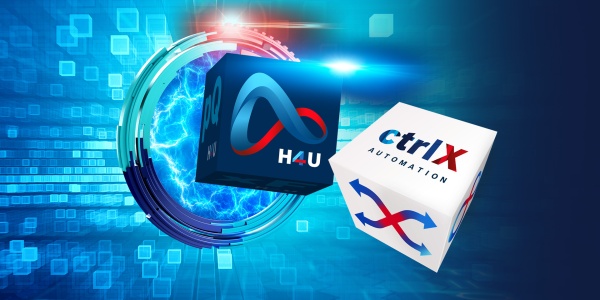 Dwie kostki, każda z napisem ctrlX AUTOMATION i H4U.
