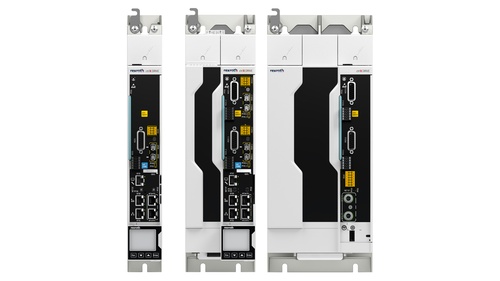 Group picture of the ctrlX DRIVE servo drives in different versions (converter, inverter), power classes and sizes