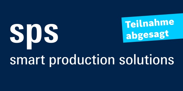 Logo der Messe sps, mit dem deutschen Hinweis: Teilnahme abgesagt