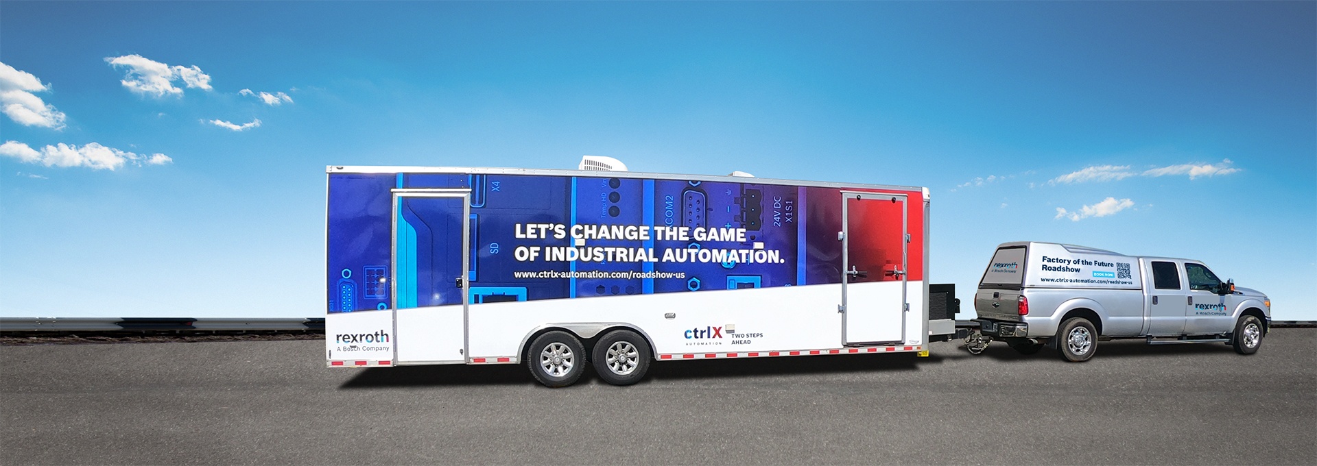 Bosch Rexroth Pickup-Truck mit ctrlX AUTOMATION Trailer