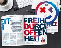 Aufgeschlagenes Exemplar des ctrlX AUTOMATION Magazin 2022/2023