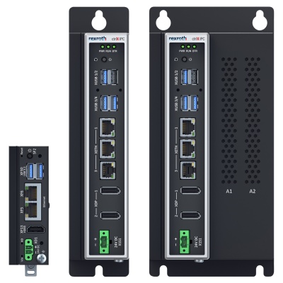Gruppenbild der Industrie-PC ctrlX IPC in den Ausprägungen PR2x, PR4x, PR5x für den Schaltschrankeinbau