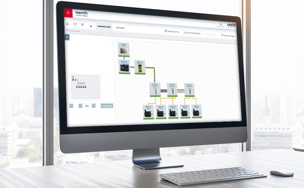 Bild eines Computer-Monitors, auf dem der ctrlX Configurator zu sehen ist