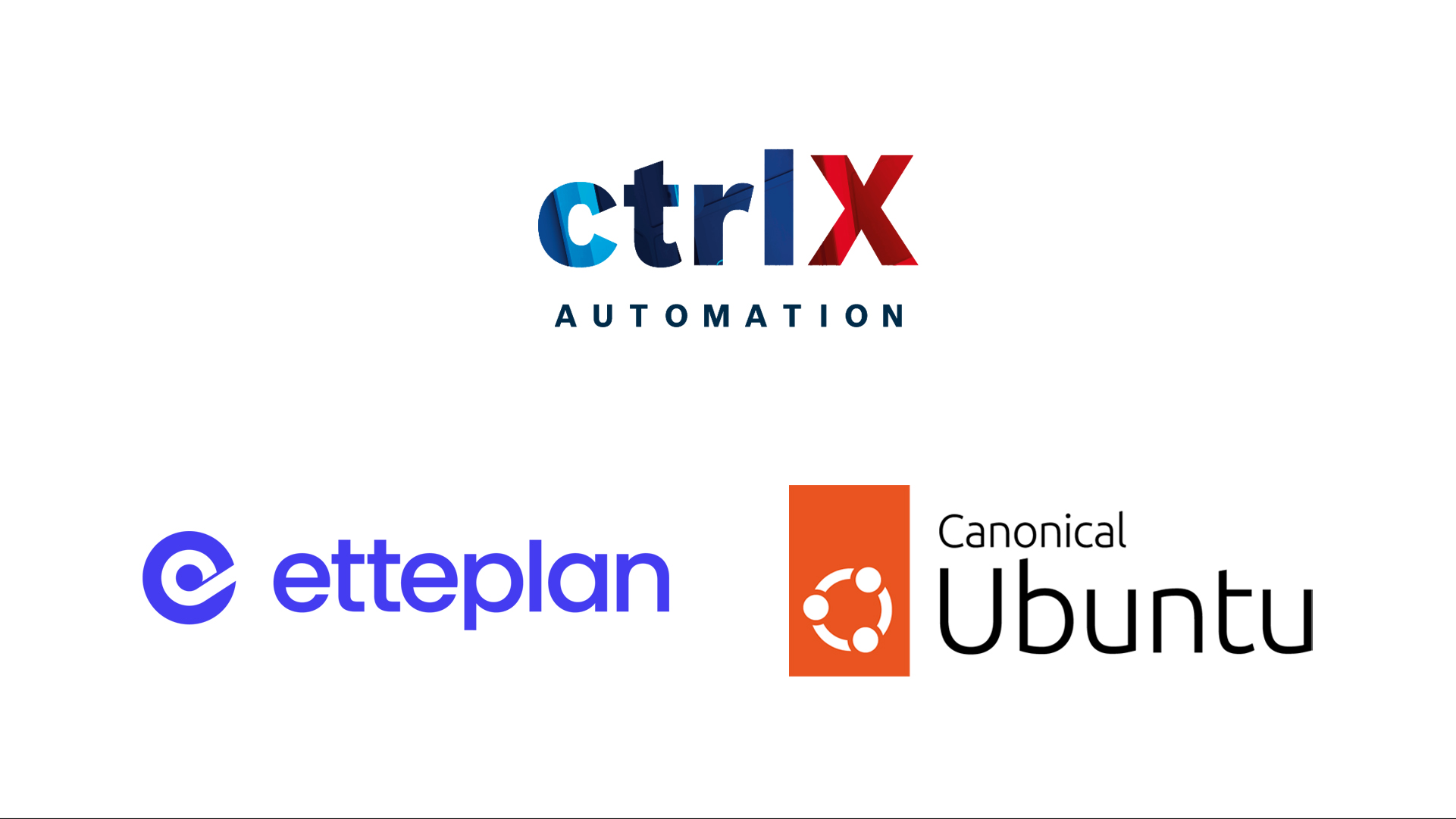 ctrlXOS Partner Etteplan und Canonical, Logo ctrlX AUTOMATION, Etteplan und Canonical Ubuntu